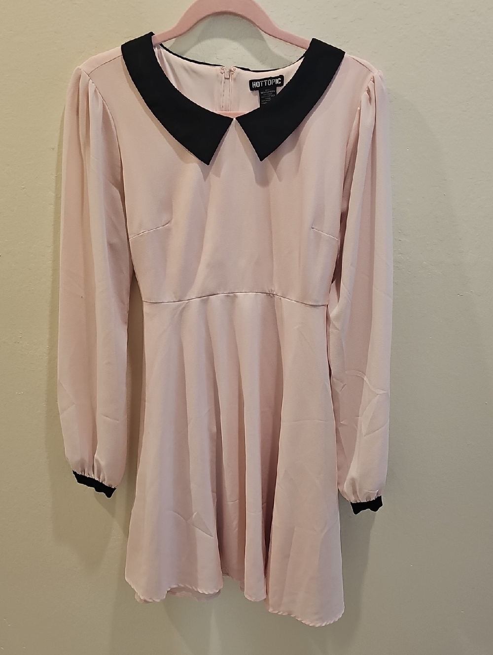 Hot Topic Pale Pink Dress with Black Peter Pan Collar
